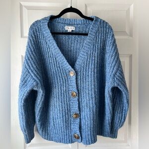 Ava & Viv Women's Textured Blue Cardigan